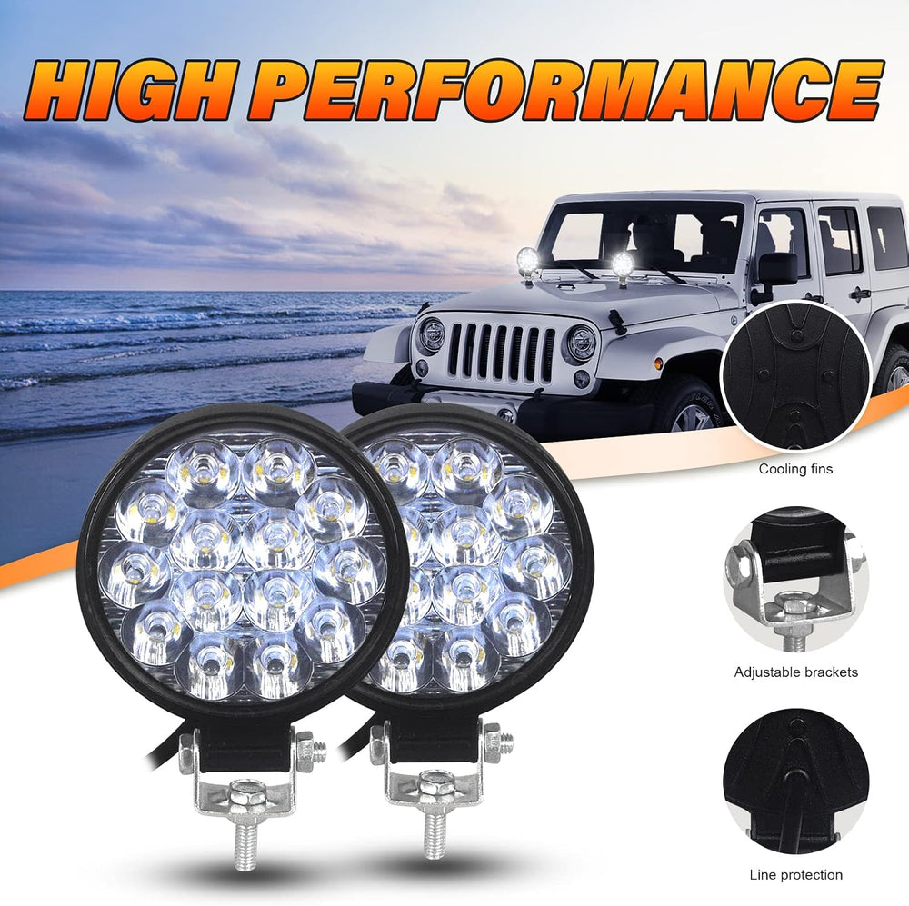 SKYWORLD 10pcs Round Light Bar Pods, 3.2 inch 42W Spot Beam Mini Offroad Driv...