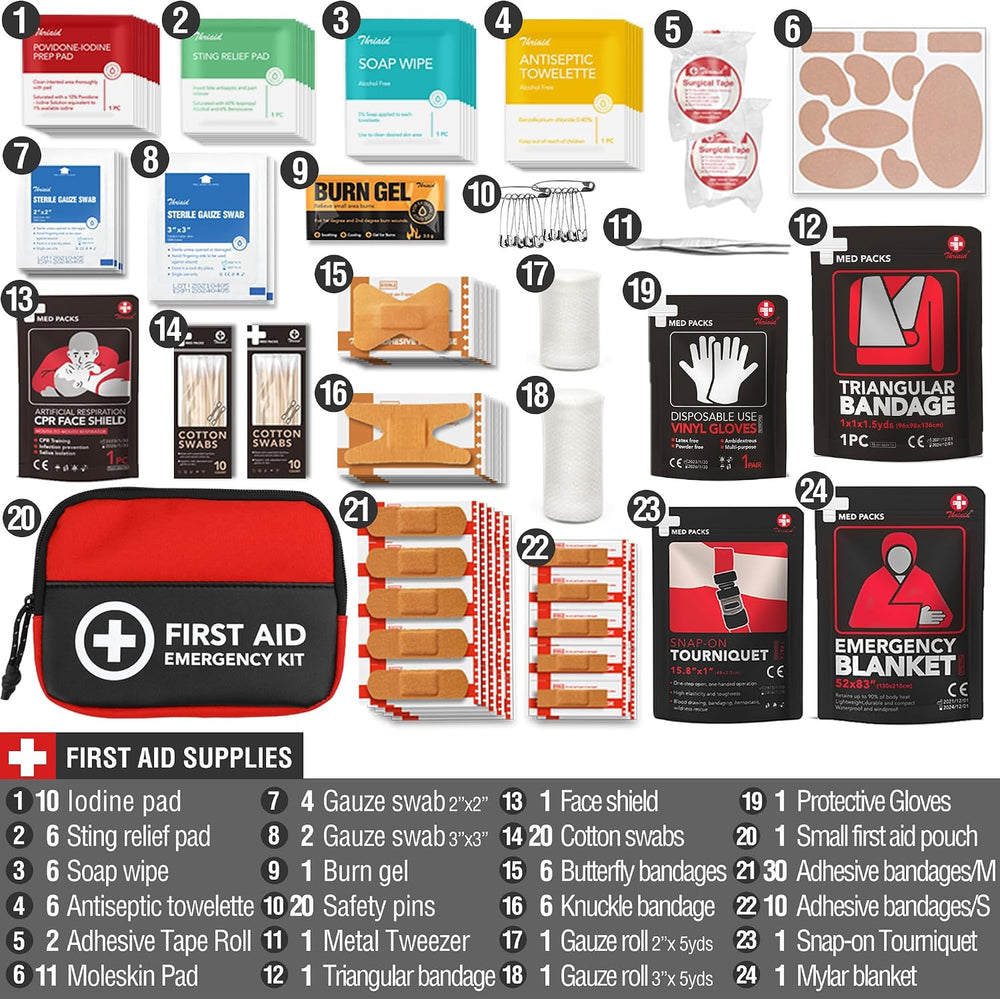 Survival First Aid Kit, 190 Pcs Survival Gear and Medical Supplies, Military ...