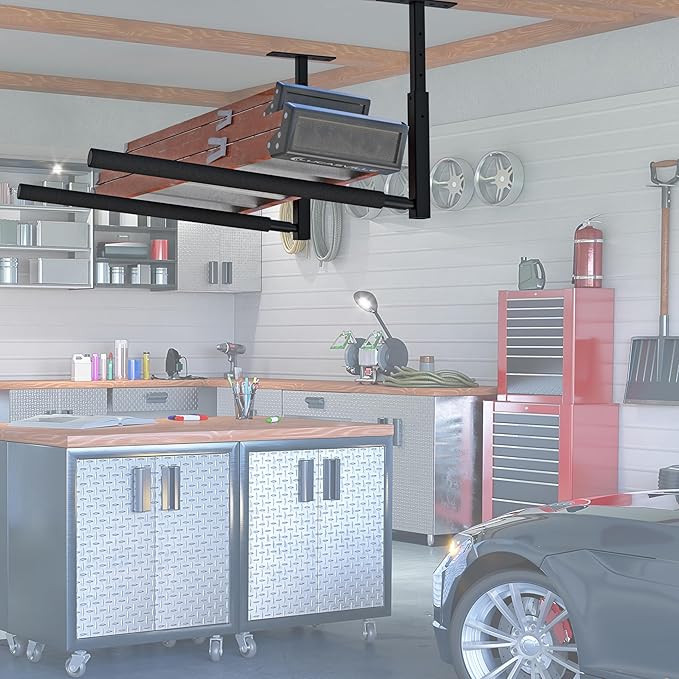 Adjustable Ladder Ceiling Rack, Kayak Overhead Garage Storage Rack, Garage