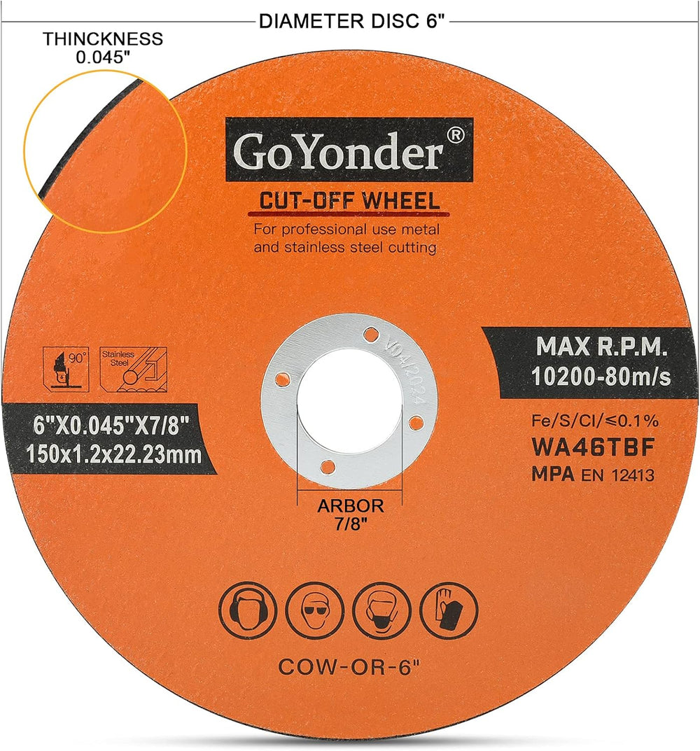 GoYonder 6 Inch Cut Off Wheels 6" x 0.045" x 7/8" Cutting Whee...