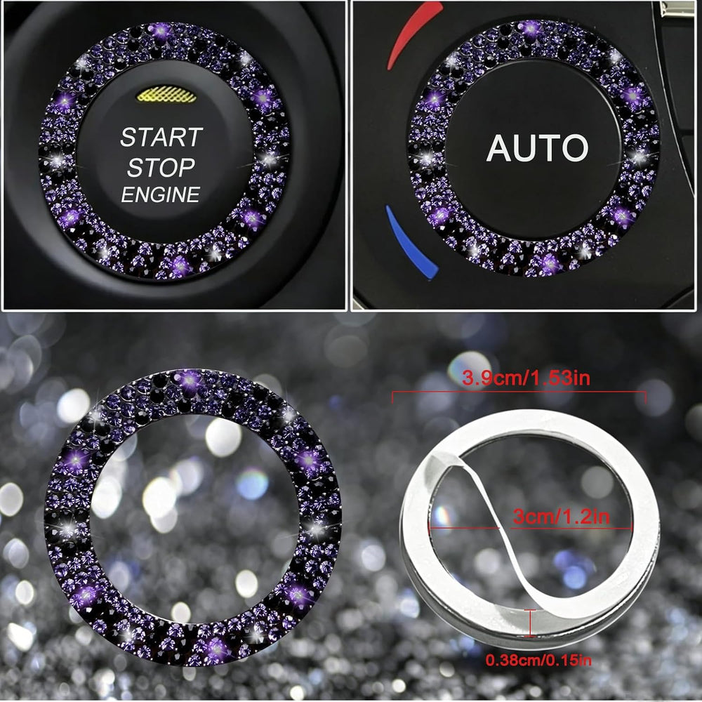 11 pcs Bling Purple Leopard Car Accessories Set for Women, Cheetah Print Stee...