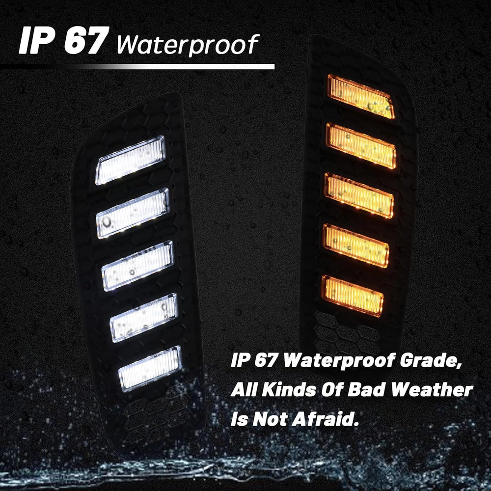 Switchback White/Amber LED Front Bumper Fog Light DRL Amber Sequential Turn S...