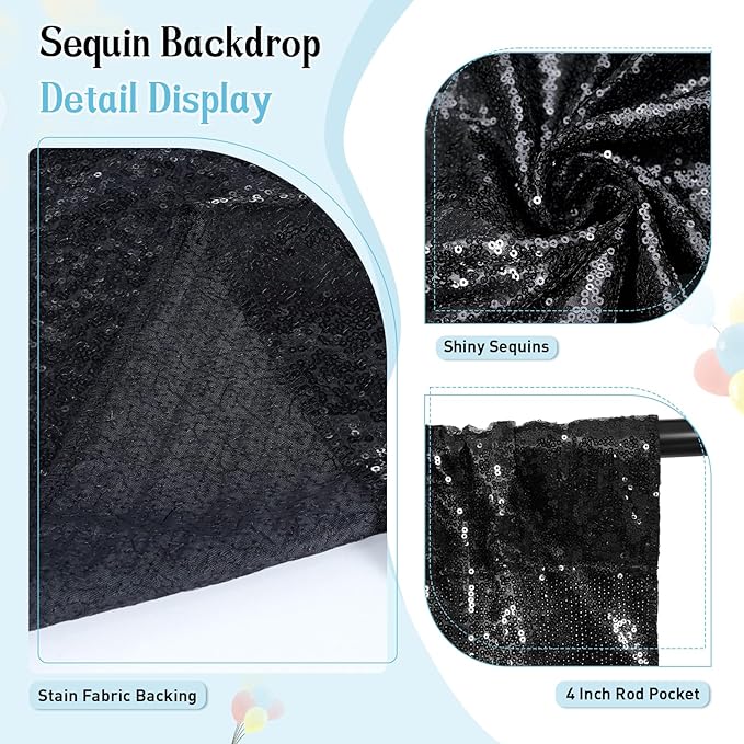 SquarePie Sequin Backdrop Less See Through Thick Background Glitter Curtain f...