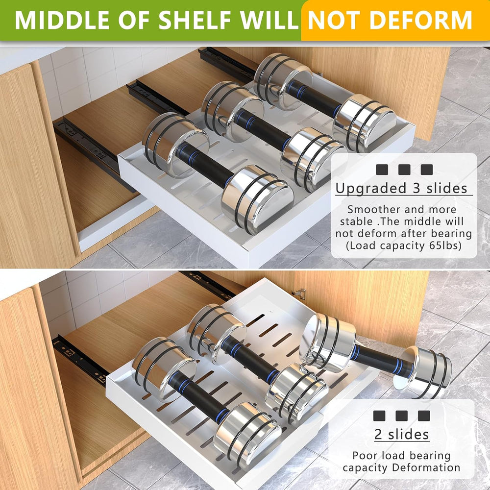 2 Pack Pull Out Cabinet Organizer 21" Deep Expandable Slide Out Drawer O...