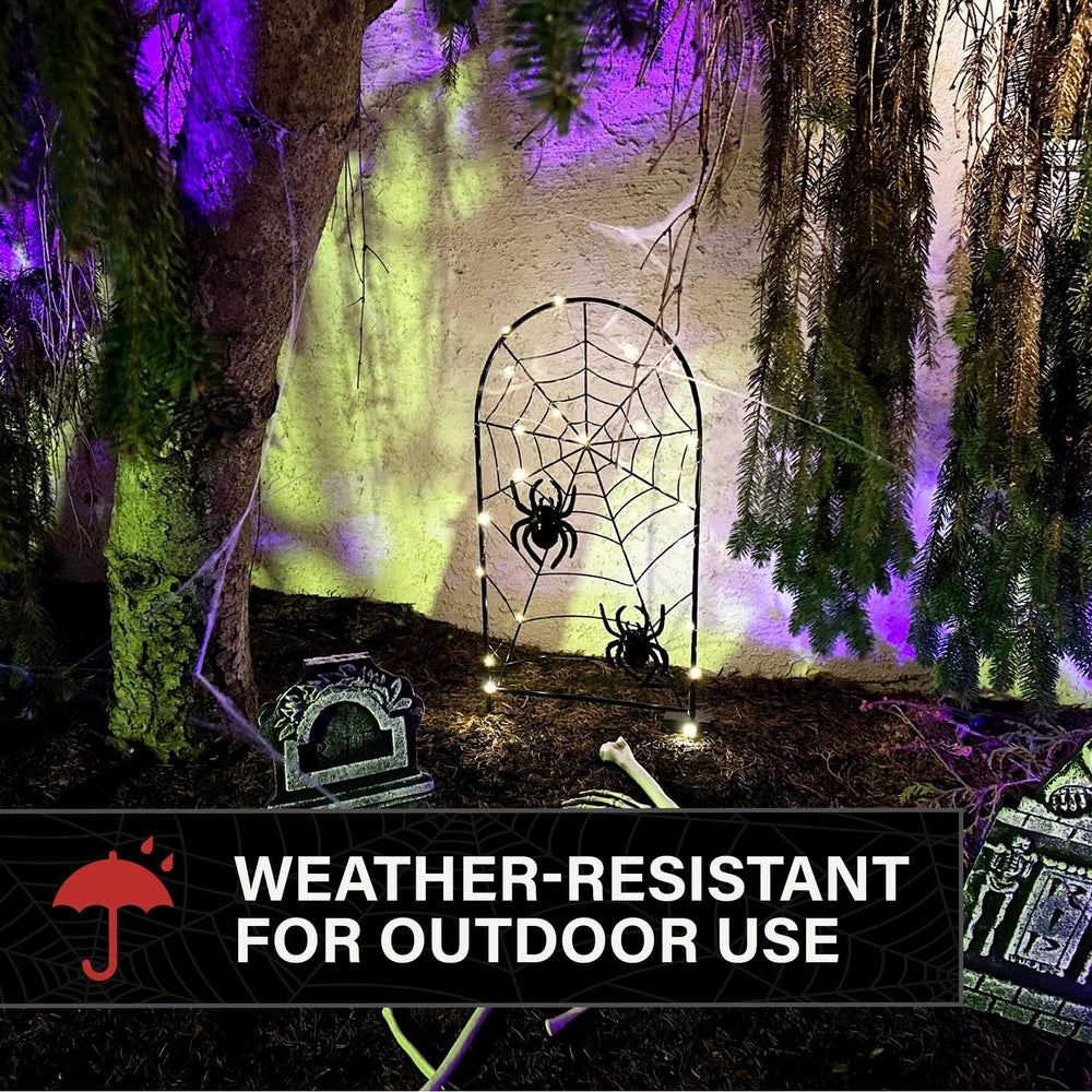 Haunted Hill Farm 2.6-Ft. Metal Spiderweb with Stake Halloween Decoration