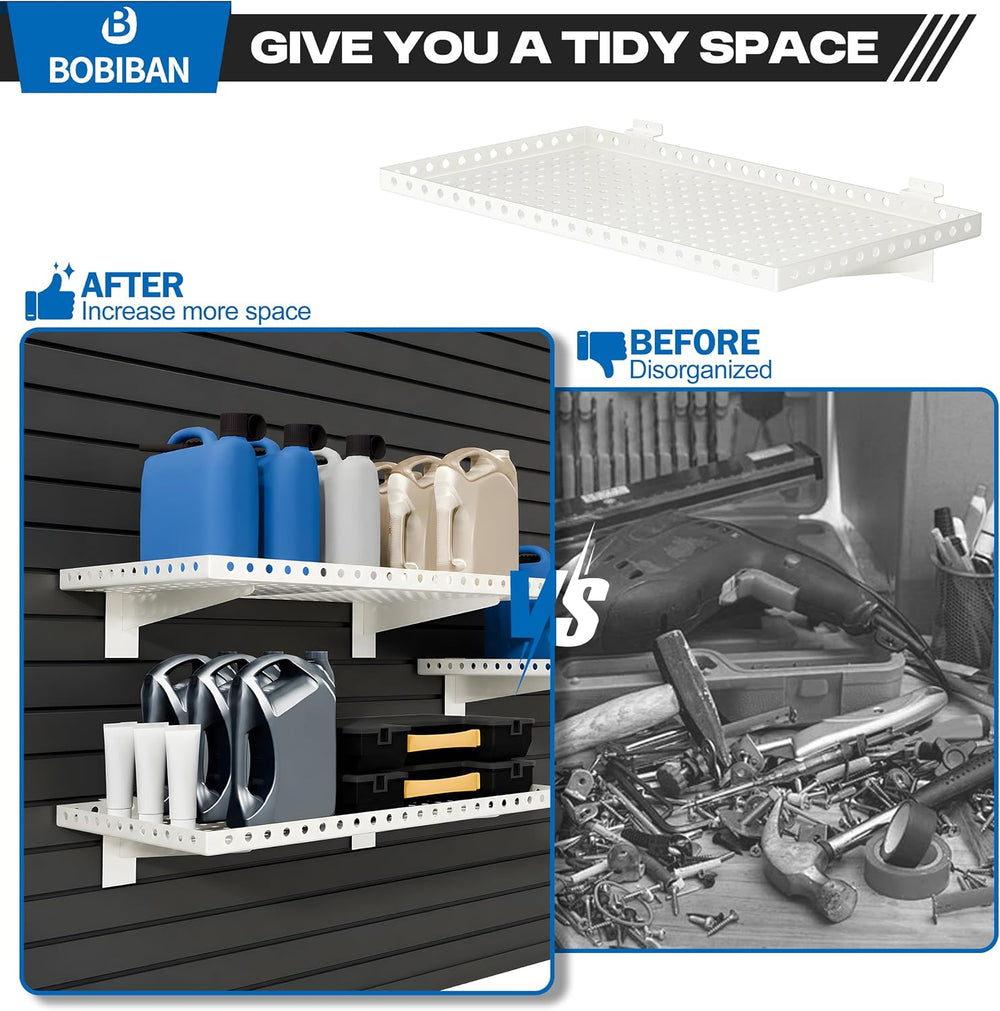 4 Pack Heavy Duty Slatwall Shelves 14 X 24 Inch, White
