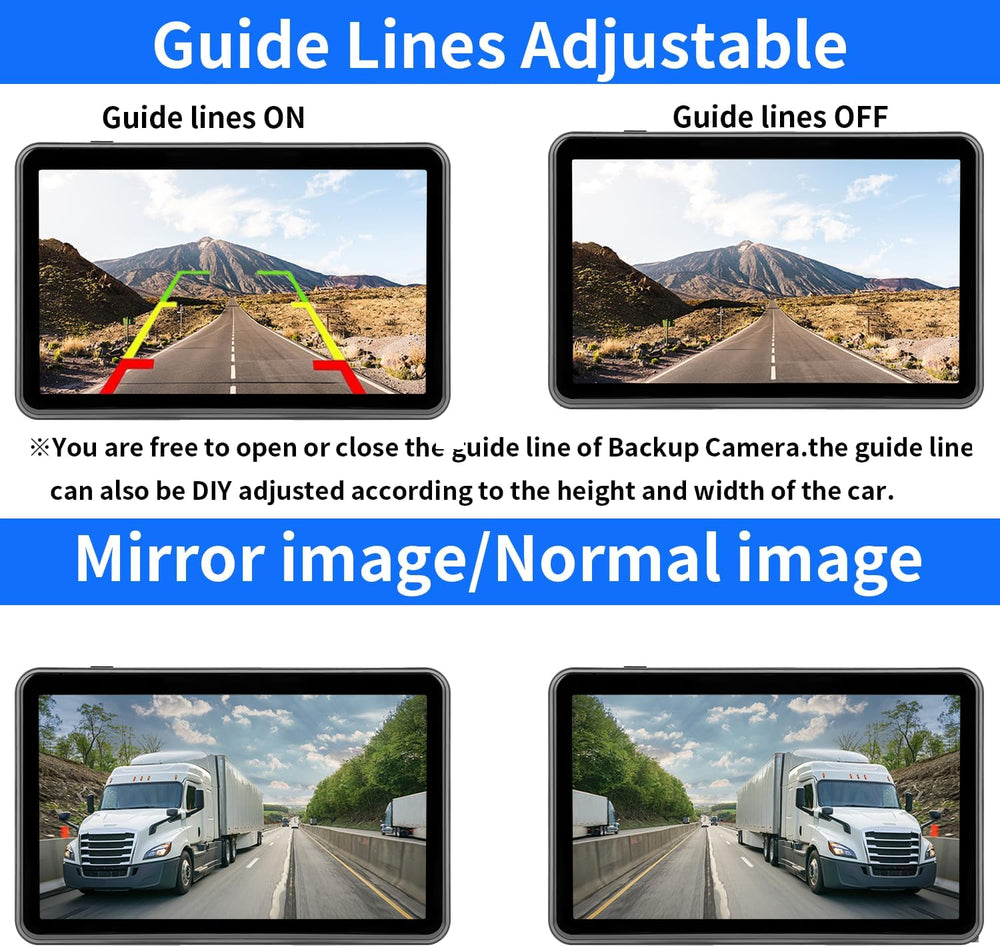3 Camera Wired Backup Camera System Dash Cam for Truck/RV/Trailer/Bus/Tractor...