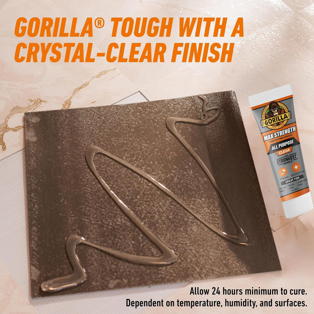 Gorilla Max Strength Construction Adhesive, Clear, Tube, 7oz (Pack of 6)
