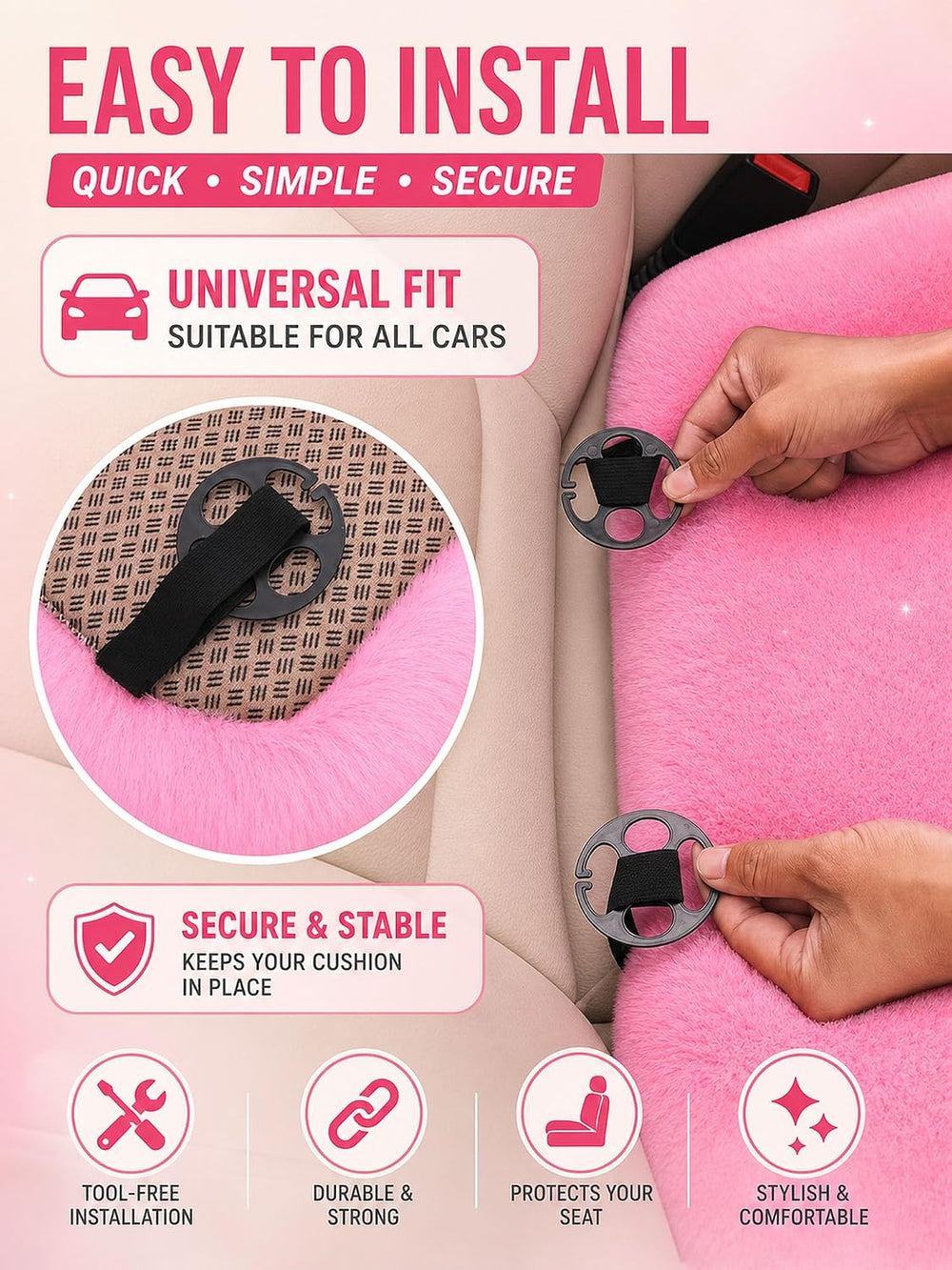 Faux Rabbit Fur Car Seat Cushion Winter Warm Plush Pad For Sedan SUV Truck