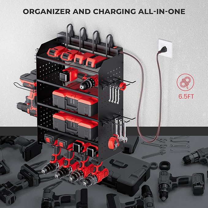 TRZZ Power Tool Organizer Wall Mount, 5-Layer Charging Station
