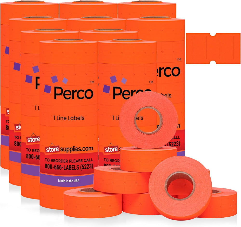Perco 1-Line Red Blank Price & Date Gun Labels – 80 Rolls, 80,000 Count