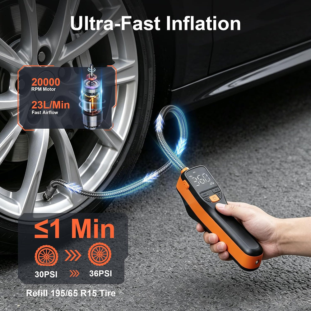 BEVA CAP02 Tire Inflator Portable Air Compressor, Fast Inflation Bike Pump wi...