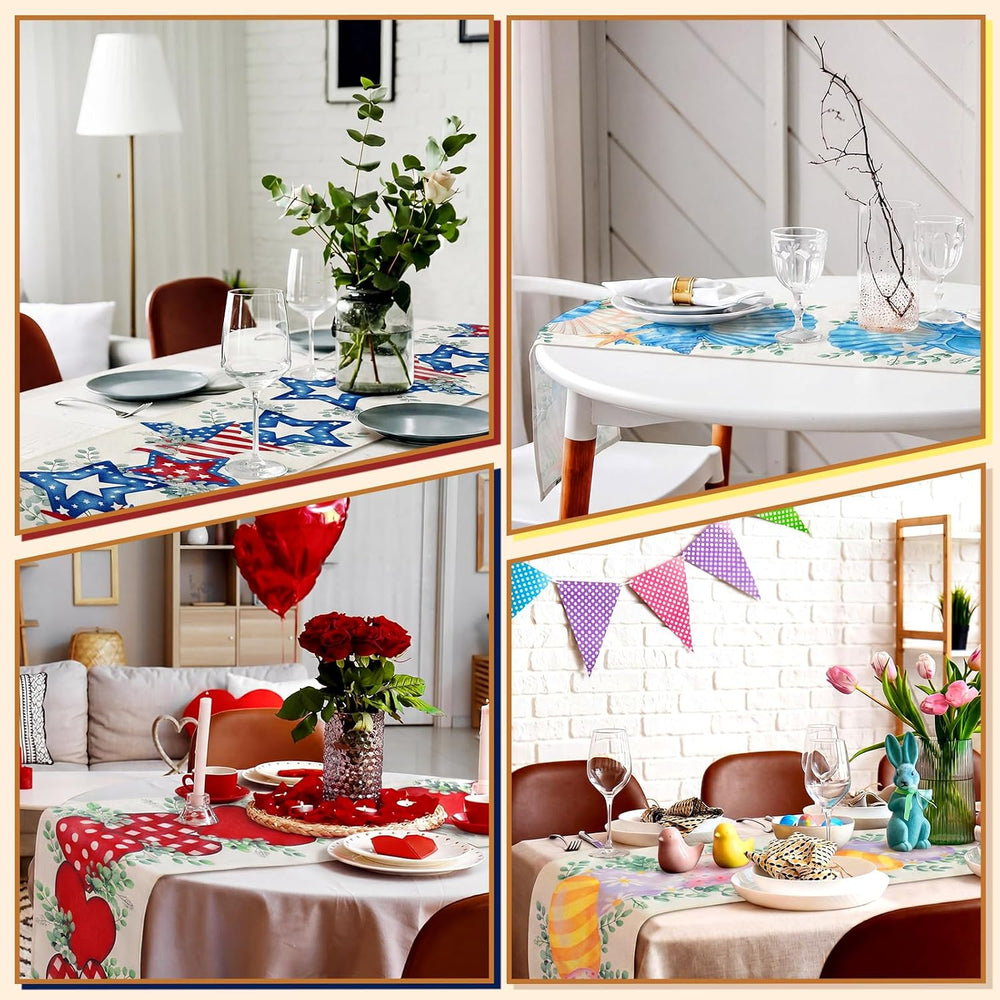Honeydak 12 Pcs Holiday Table Runner Seasonal Farmhouse Table Decor 13 x 72 I...