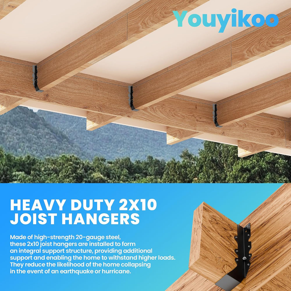 20 pcs 2x10 Joist Hangers Black 18 Gauge Face Mount Joist Hangers , 2x10 Brac...