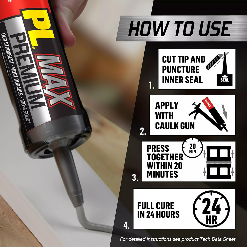 Loctite PL Premium Max Construction Adhesive, 9 fl oz Cartridge, 6 Pack - Ver...