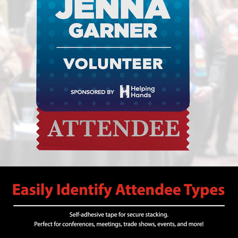 4" Attendee Red with Silver Foil Badge Ribbons, Pack of 100