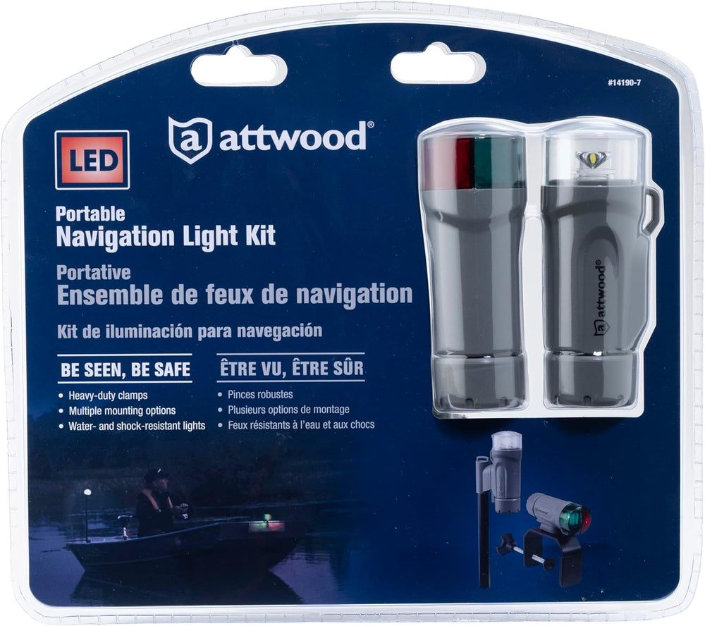 attwood 14190-7 Water-Resistant Portable Clamp-On LED Light Kit with Marine G...