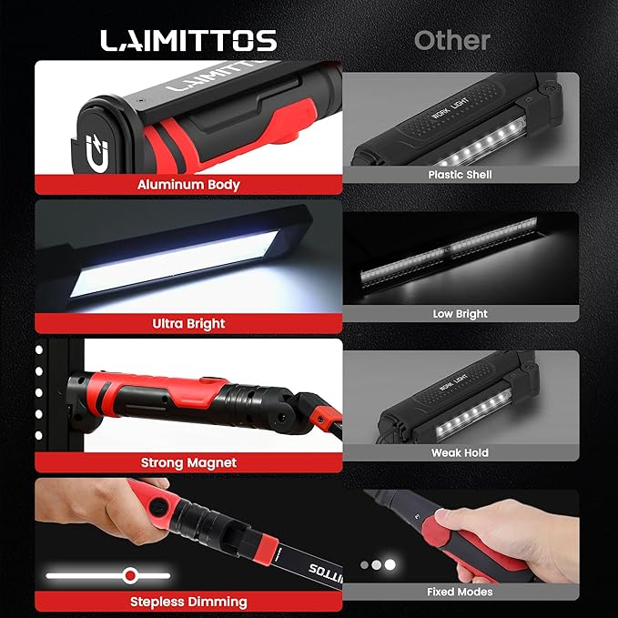 Rechargeable Work Light 2500mAh Magnetic LED Work Light Flashlight Mechanic (...
