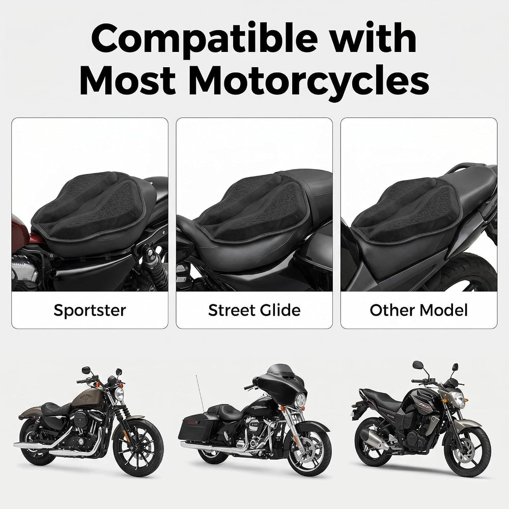 Upgraded Motorcycle Gel Seat Cushion, Universal Motorcycle Seat Pad, Shake Ri...