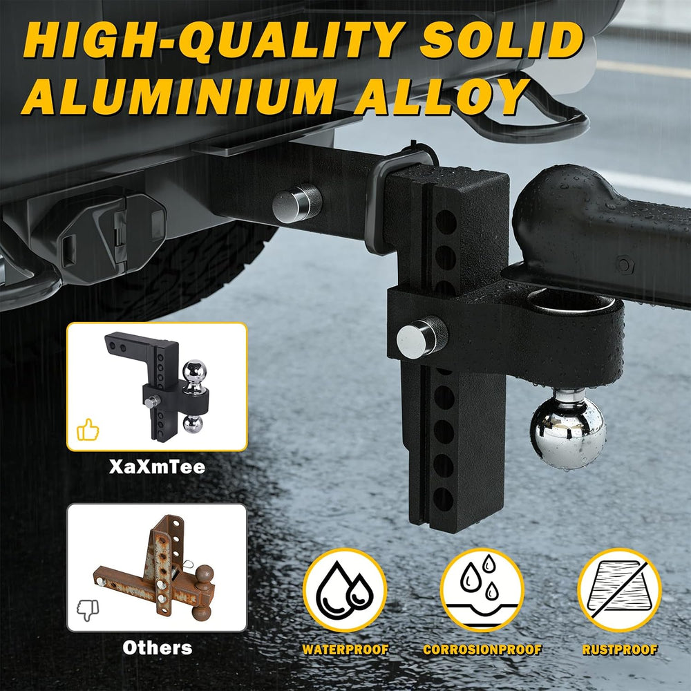 Aluminum Adjustable Trailer Hitch for 2-Inch Receiver 8 Inch Drop/Rise Hitch ...