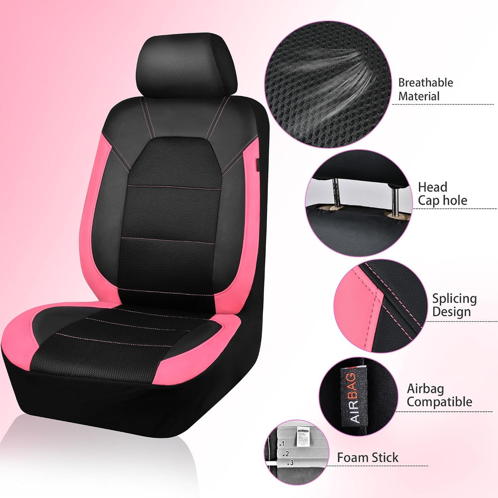 CAR PASS Leather Seat Covers, Breathable Universal Car Seat Cover Full Set fo...