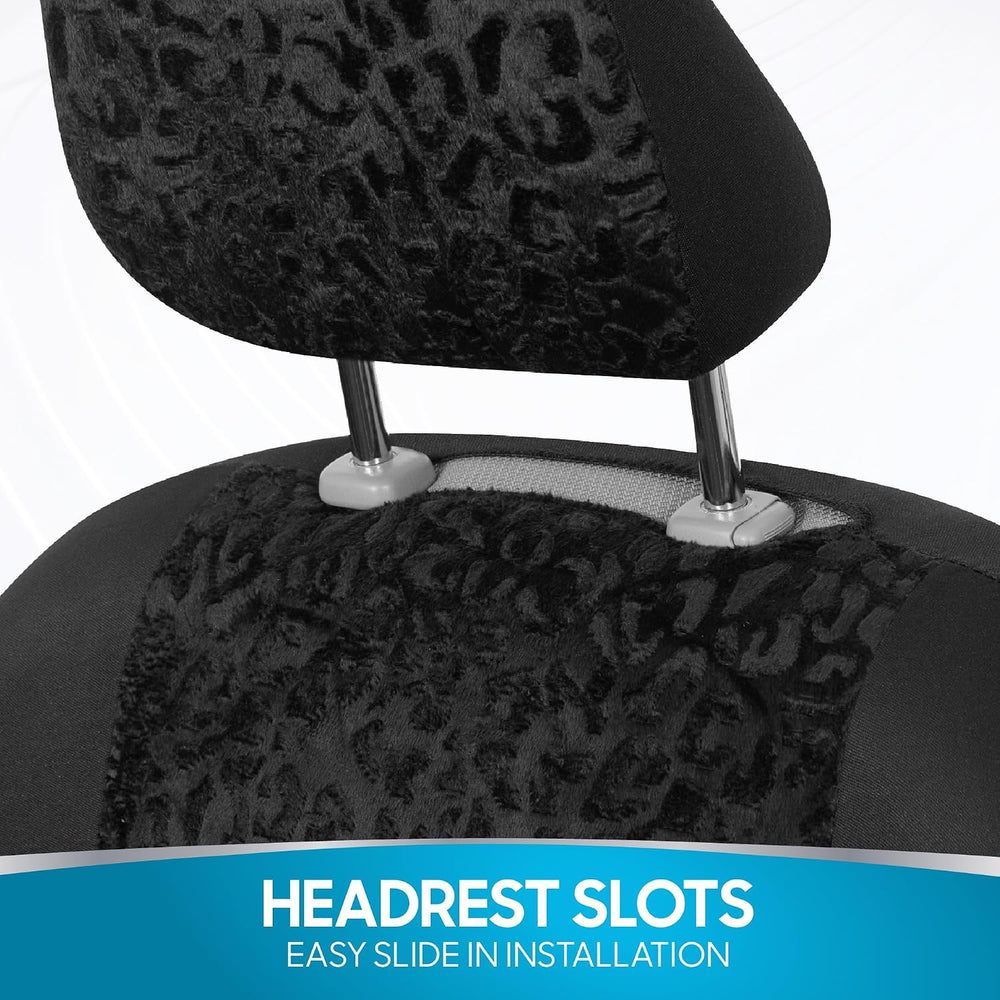 BDK Black Leopard Car Seat Covers for Front Seats, Animal Print Front Seat Co...