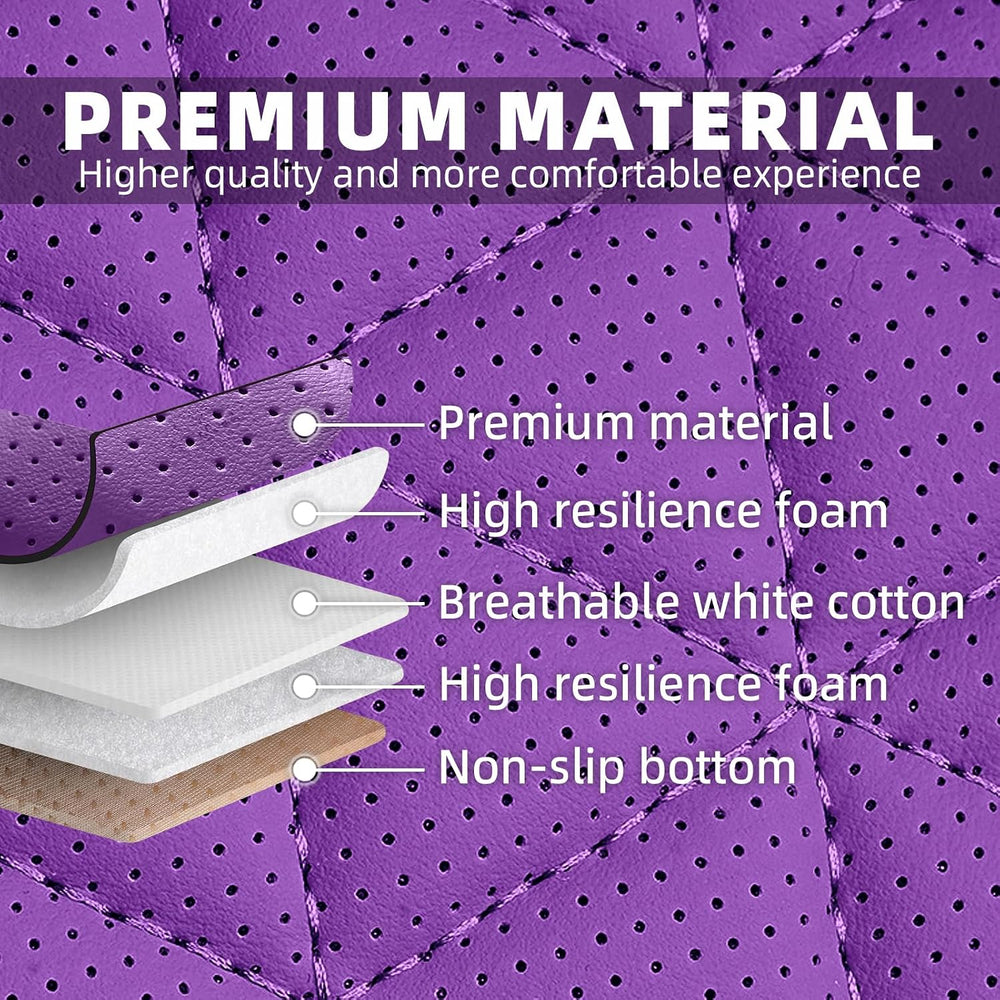 Pruple Leather Car Seat Covers Full Set Women Luxury Non-Slip Seat Covers