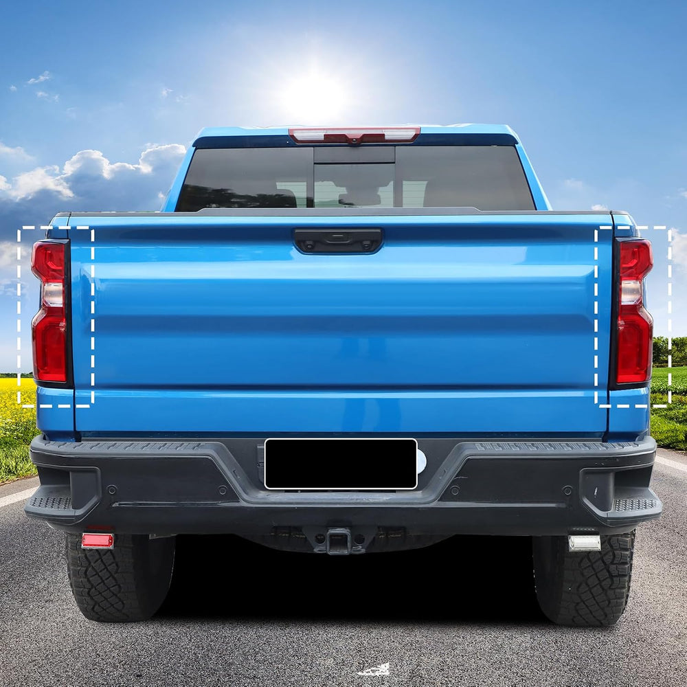 Tail Light Frame Cover Trim Compatible with Chevy Silverado 2019-2026, ABS Bl...