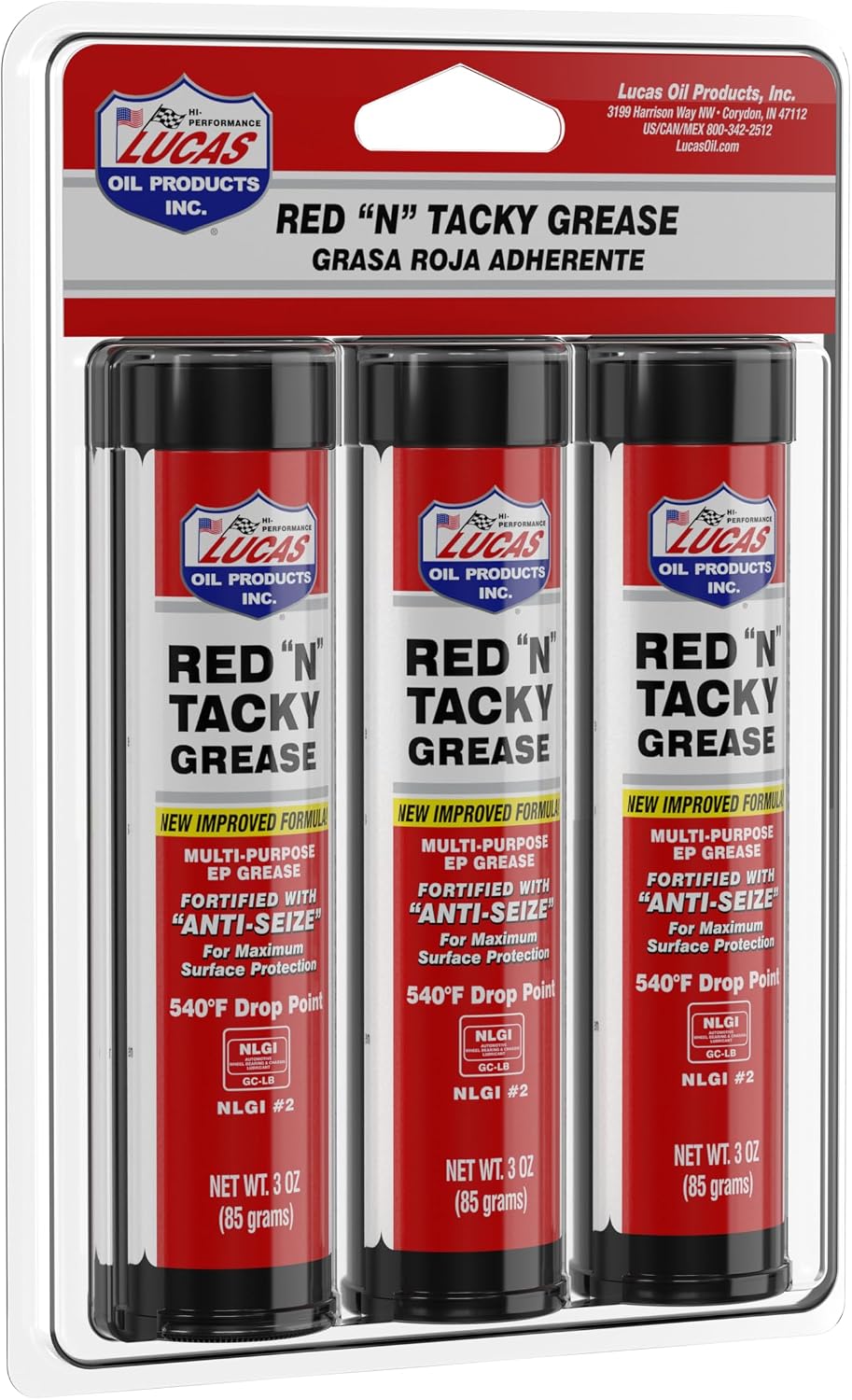 Lucas Oil 10318 Red "N" Tacky® Grease -3 oz Combo Pack - 10 PK