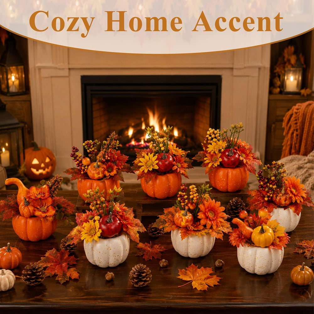 8 PCS Faux Pumpkins Mini Artificial Pumpkins for Fall Halloween Thanksgiving ...