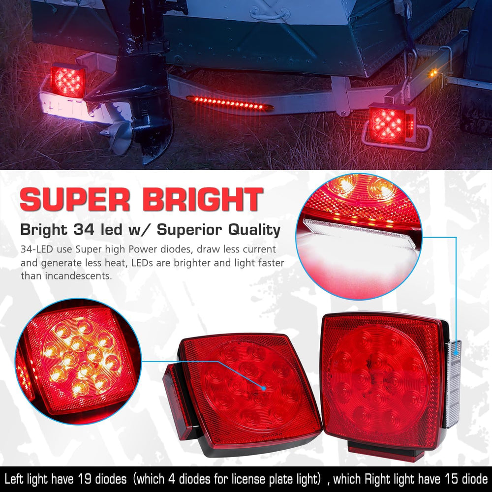 LINKITOM Low Profile Submersible LED Trailer Light Kit for Trailer Boat