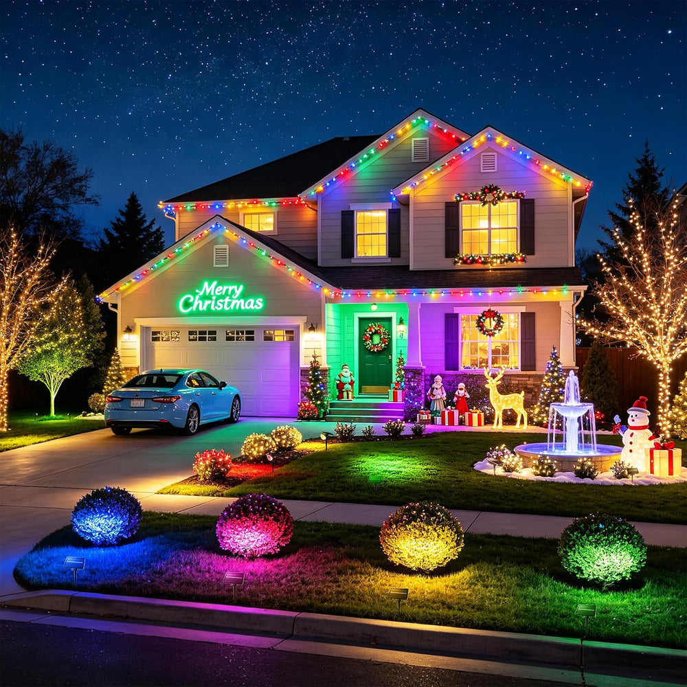 Solar Spot Lights Outdoor Waterproof,10Modes RGB Halloween Spotlights 4Pack