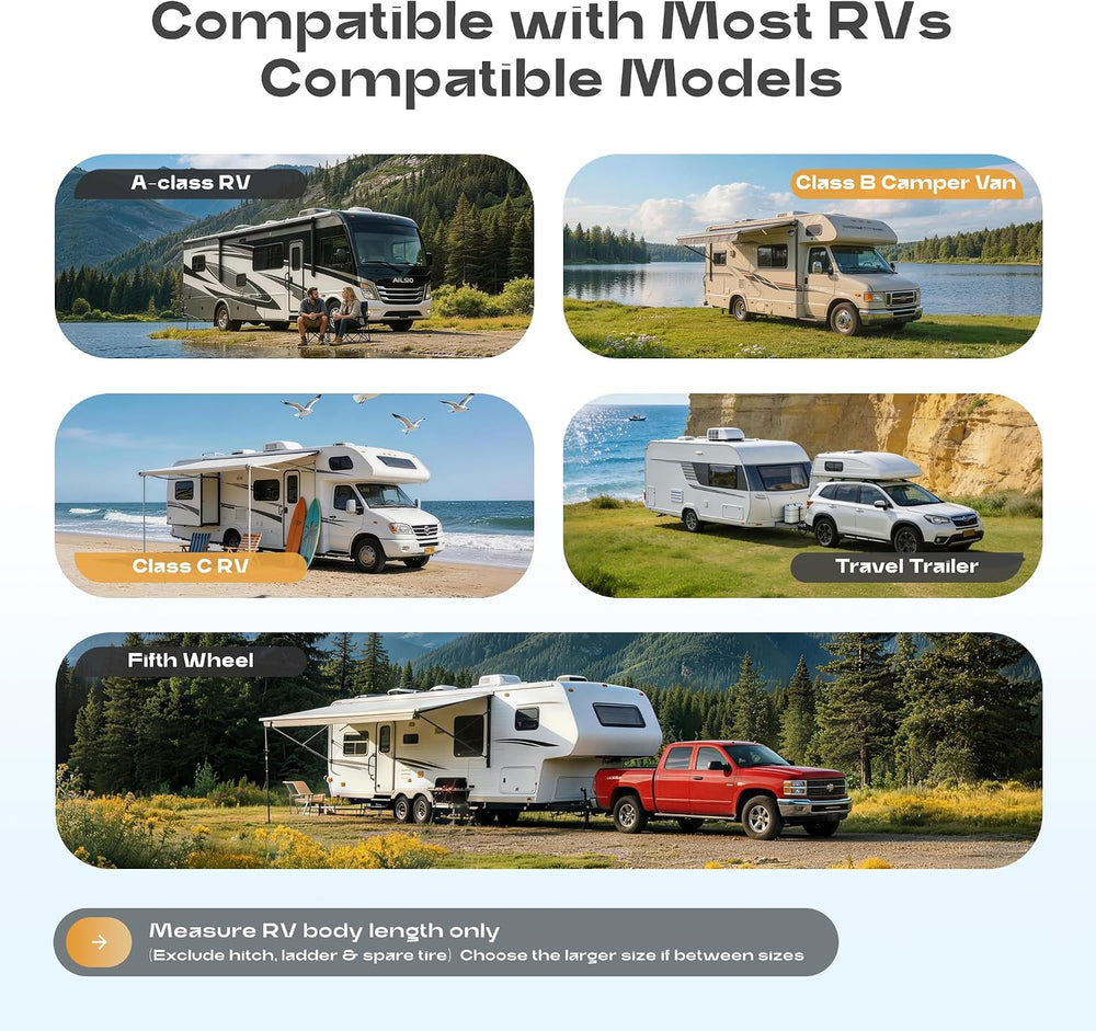 RV Roof Cover Heavy Duty Waterproof UV Resistant for Travel Trailer & Mot...