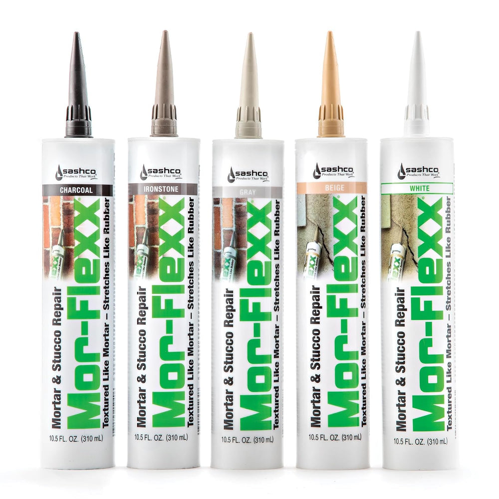 Sashco Mor-Flexx Mortar & Stucco Repair, Beige, 10.5 oz, 12 Pack