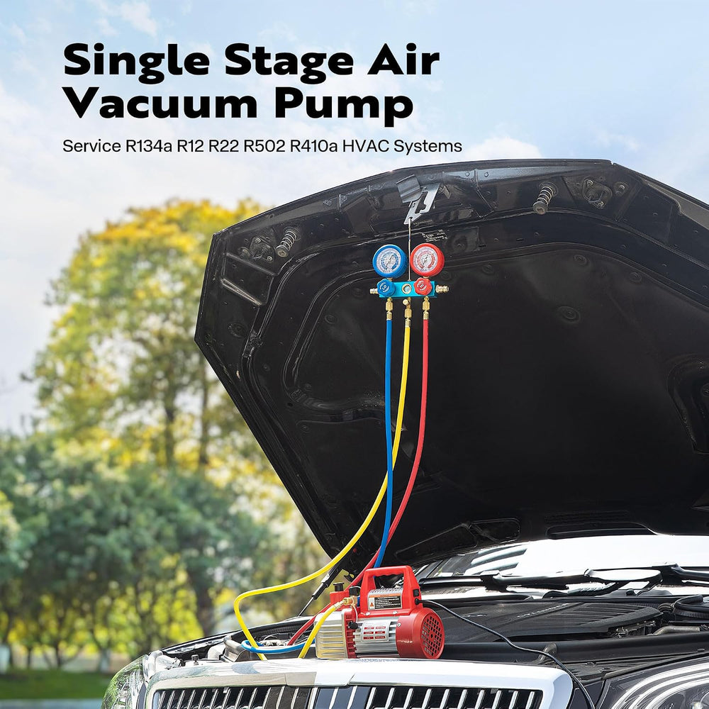 VIVOHOME 1/4 HP 3.5CFM 1 Stage AC Vacuum Pump and R134a Manifold Gauge Set