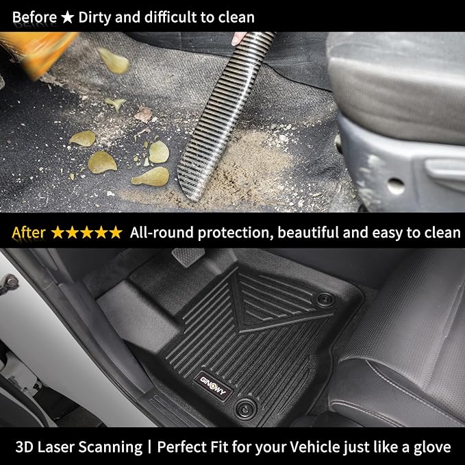 GINOWY- Floor Mats for Kia Seltos 2020-2024 2025, TPE All Weather Protection