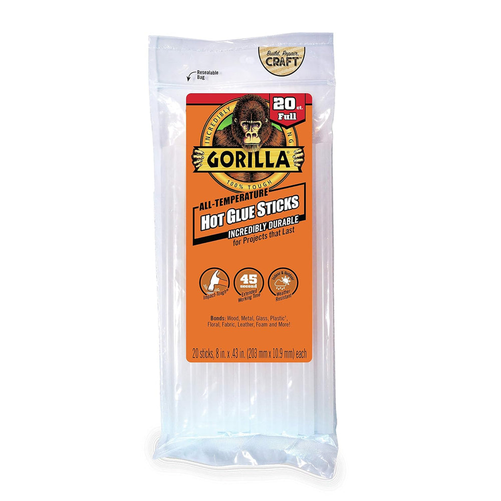 Gorilla Hot Glue Sticks, Clear Glue, Full Size 8" Long x 0.43" Diam...
