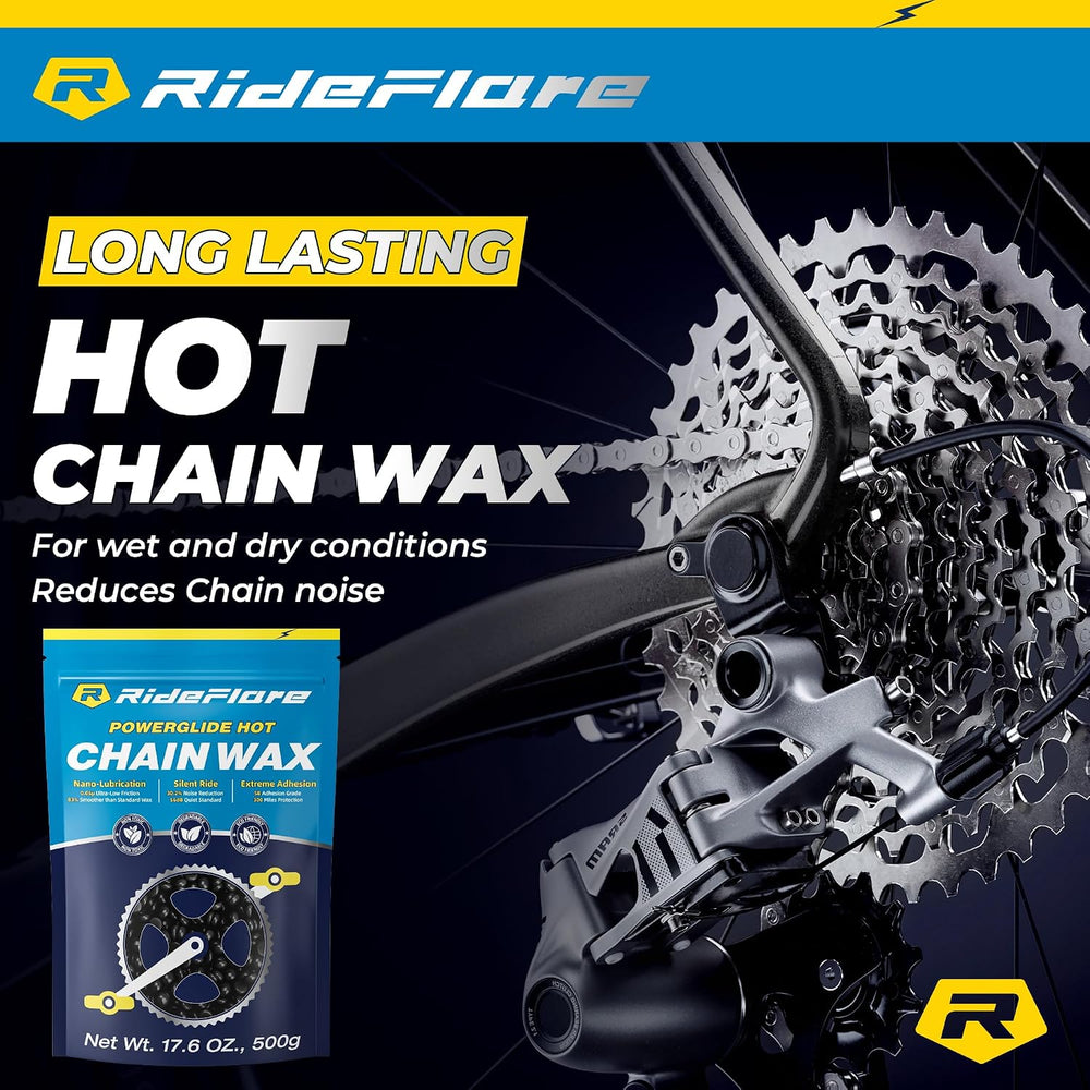 RideFlare Premium Chain Wax 500g – Hot Melt Bike Chain Lubricant with Ultra L...