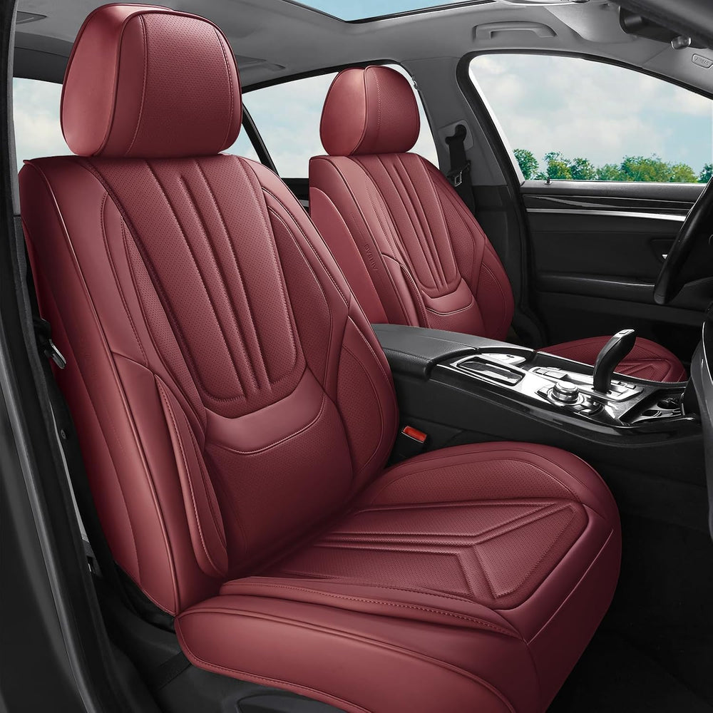 Car Seat Covers Full Set Burgundy, Leather seat covers, Universal Fit