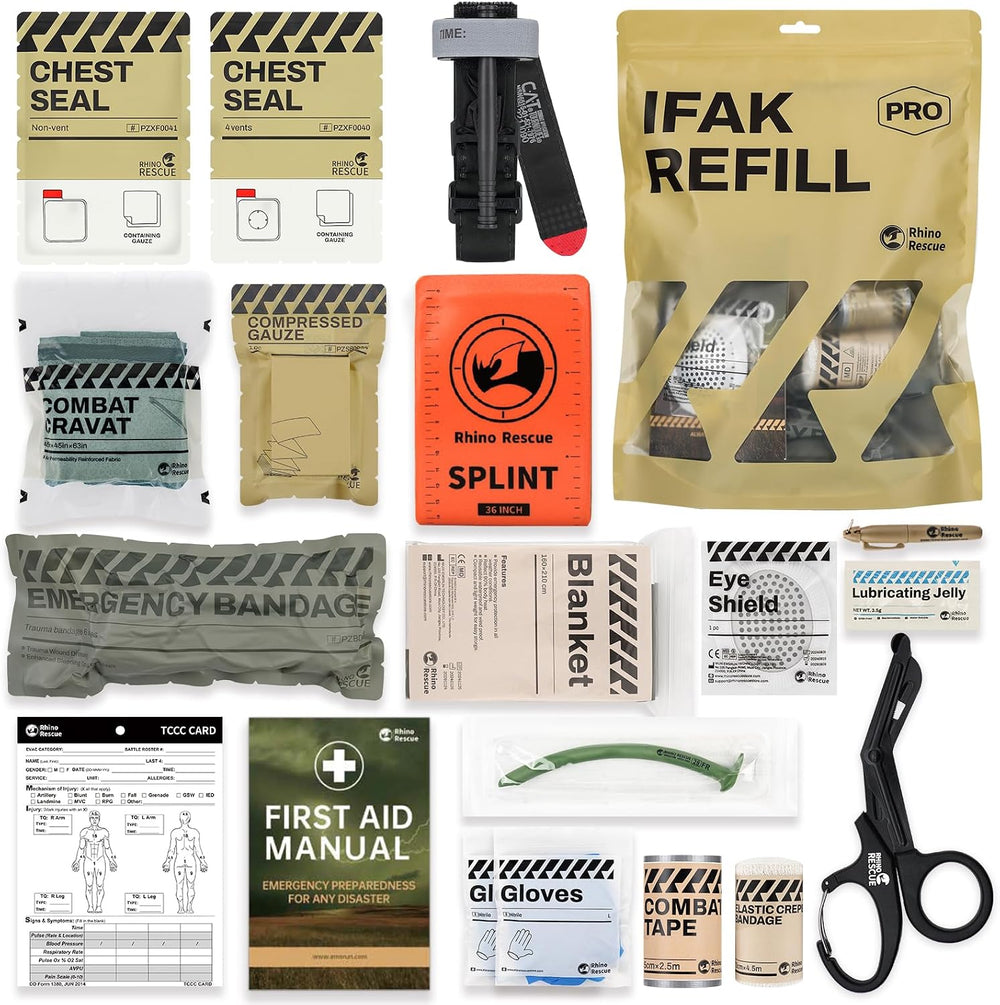 RHINO RESCUE IFAK Refill Kit 17Pcs with CAT Gen-7 Tourniquet, Emergency Tacti...
