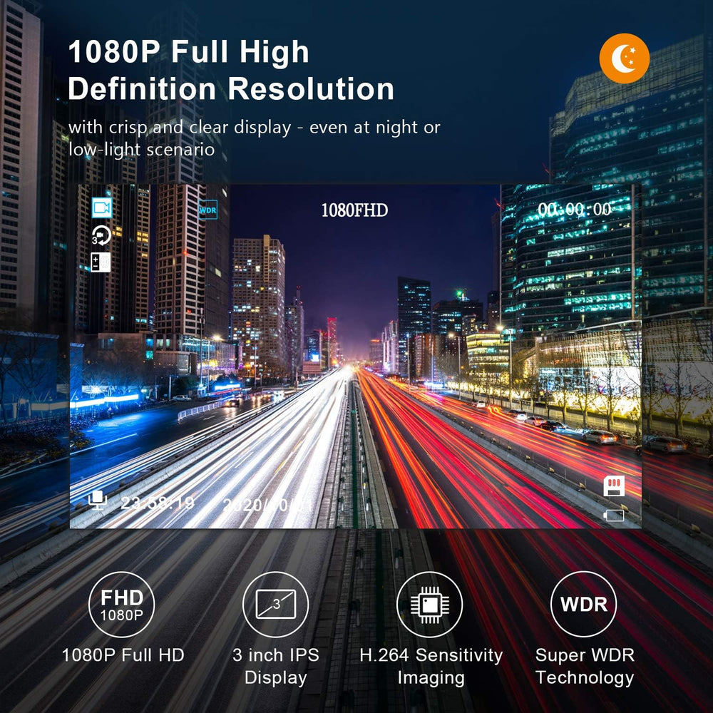 Dash Cam Front with 32G SD Card, BOOGIIO 1080P FHD Car Driving Recorder 3'...