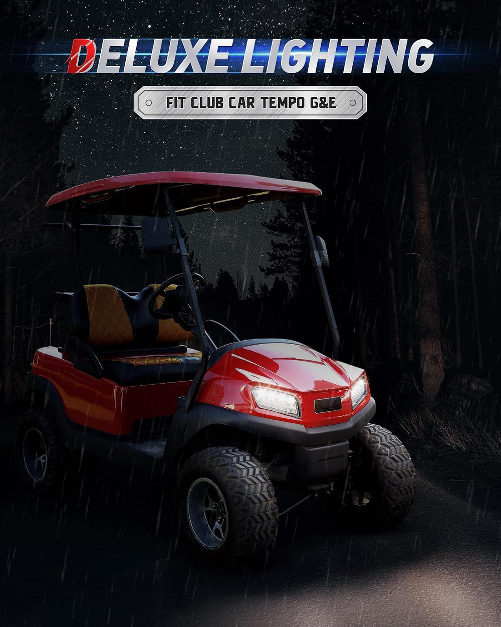 NOKINS Golf Cart Deluxe LED Headlight and Taillight kit for Club Car Tempo