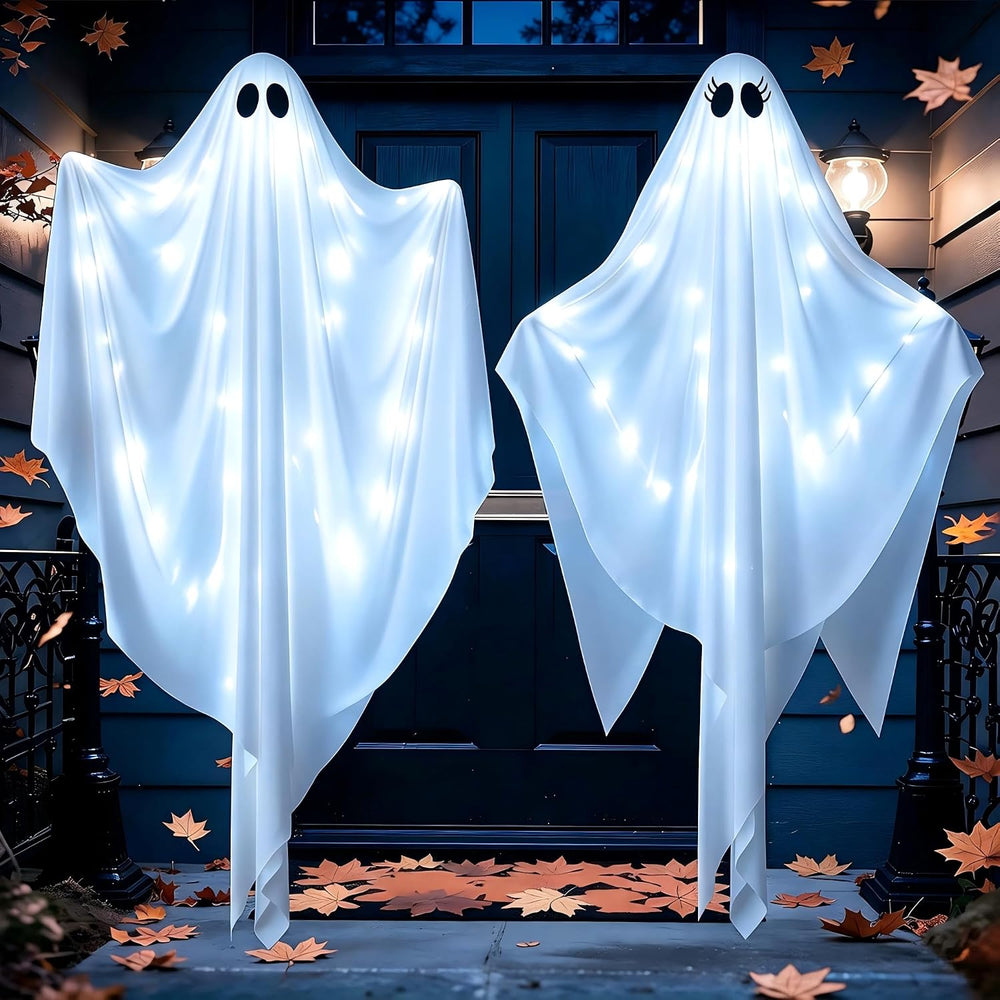 Ivory - 2 Pack 47.25" Light Up Hanging Ghost Halloween Decorations Outdo...
