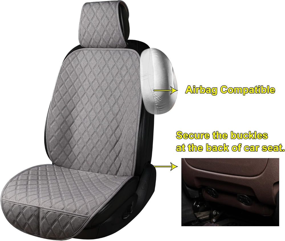 ENOGE Front Car Seat Covers, Linen Car Seat Cover, Driver Seat Protector with...