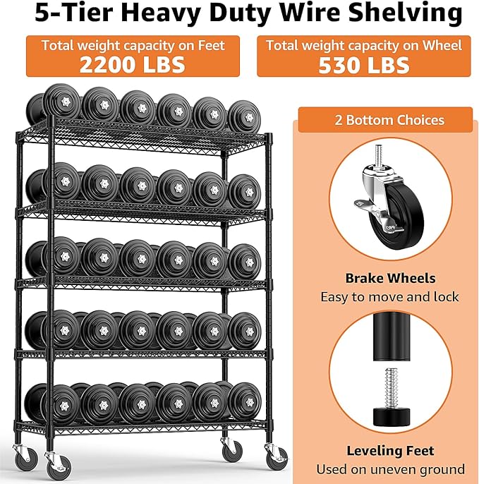 Garage Shelving 5 Tier Industrial Metal Shelving Units