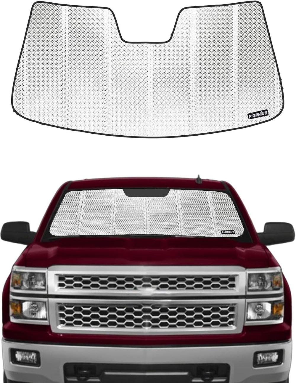 Pigenius Windshield Sun Shade for Chevrolet Silverado/GMC Sierra 1500/2500/35...