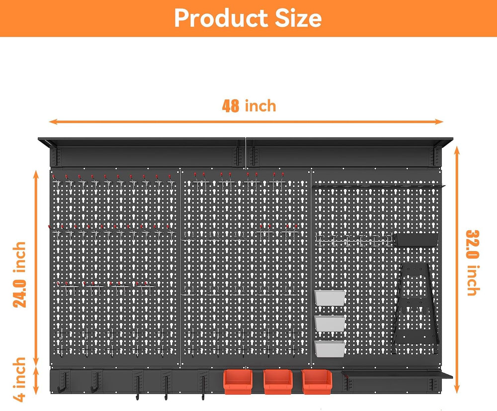 WALMANN 113 PCS Pegboard Wall Organizer Kit with Pegboard Hooks, Black