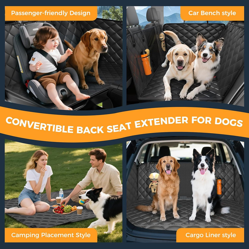 Dog Car Seat Cover for Back Seat, Hard Bottom Back Seat Extender for Dog