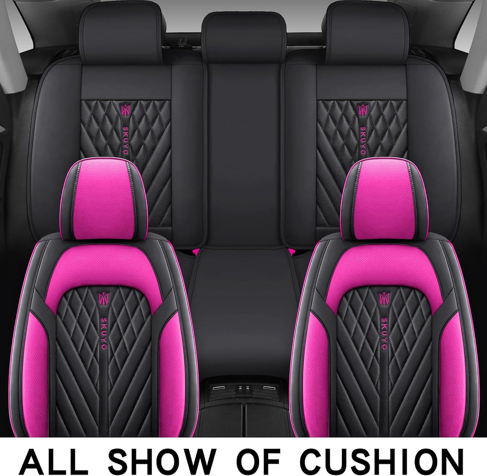 Comfortable Leather Auto Car Seat Covers Front & Rear Seat Protector Fit ...