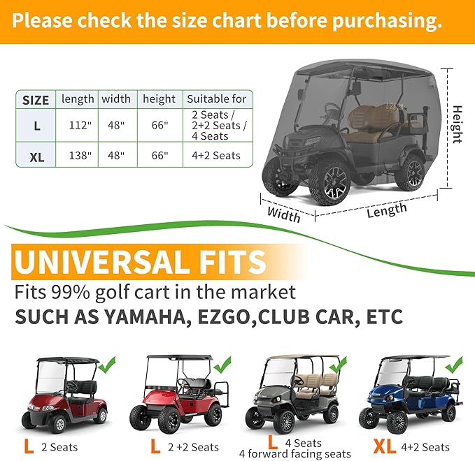 10L0L Heavy Duty Golf Cart Cover